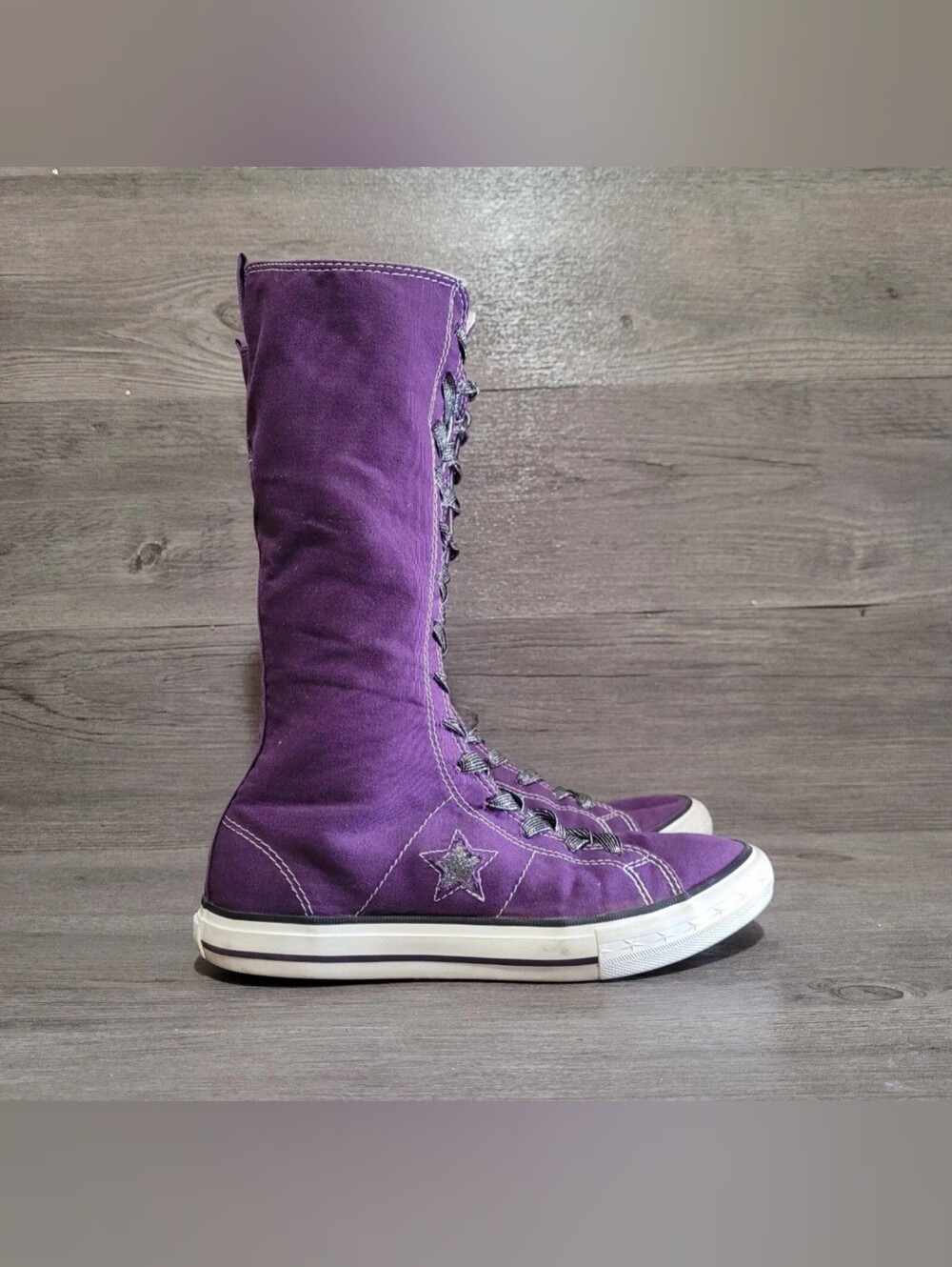 Converse One Star Calf High Youth Size 4y Purple Shoes Gs